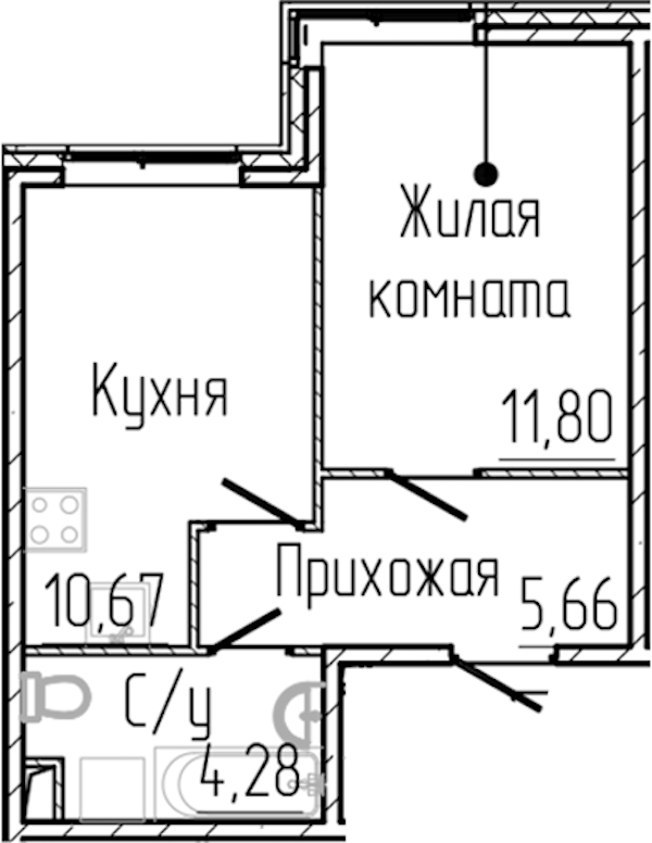 1-комнатная квартира 32.41 м², 1/8 эт., ЖК «SERTOLOVO PARK»